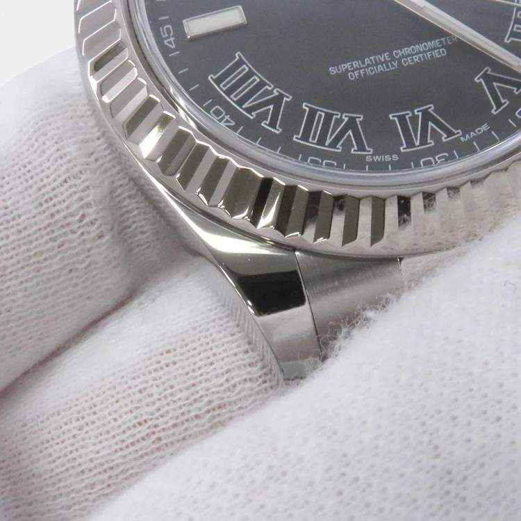 مملوكة مسبقًا Rolex Datejust II 116334 Automatic Black 18k White Gold Stainless Steel Men's Wristwatch 41 mm