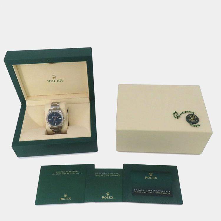 مملوكة مسبقًا ساعة يد رجالية رولكس أويستر بربتشوال 114300 أوتوماتيكية زرقاء ستانلس ستيل 39 ملم