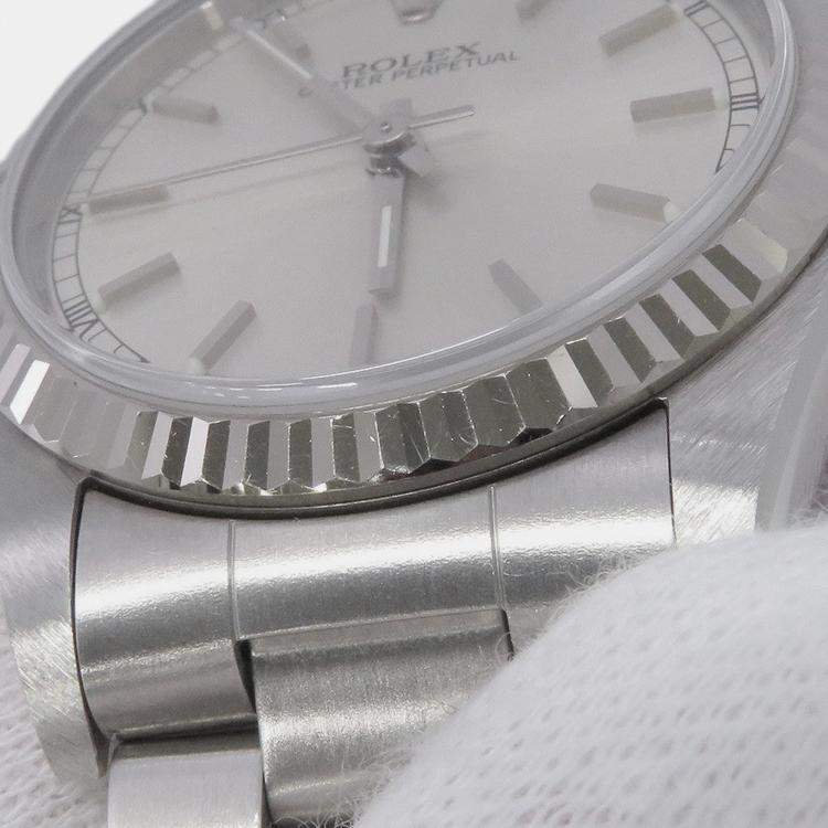Pre Owned Rolex Oyster Perpetual 77014 Automatic Silver Stainless Steel Men's Wristwatch 31 mm