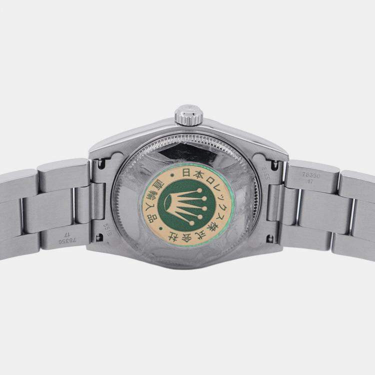 Pre Owned Rolex Oyster Perpetual 77014 Automatic Silver Stainless Steel Men's Wristwatch 31 mm