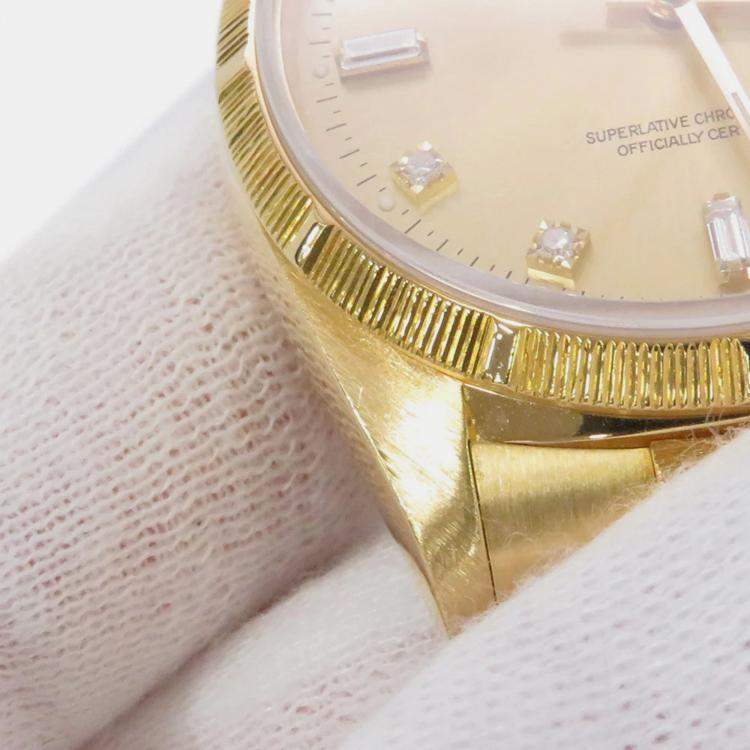 Pre Owned Rolex Day-Date 18248 Automatic Champagne 18k Yellow Gold Men's Wristwatch 36 mm