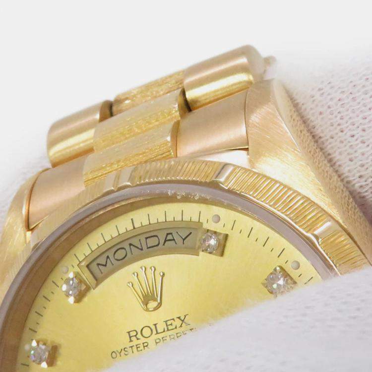 Pre Owned Rolex Day-Date 18248 Automatic Champagne 18k Yellow Gold Men's Wristwatch 36 mm