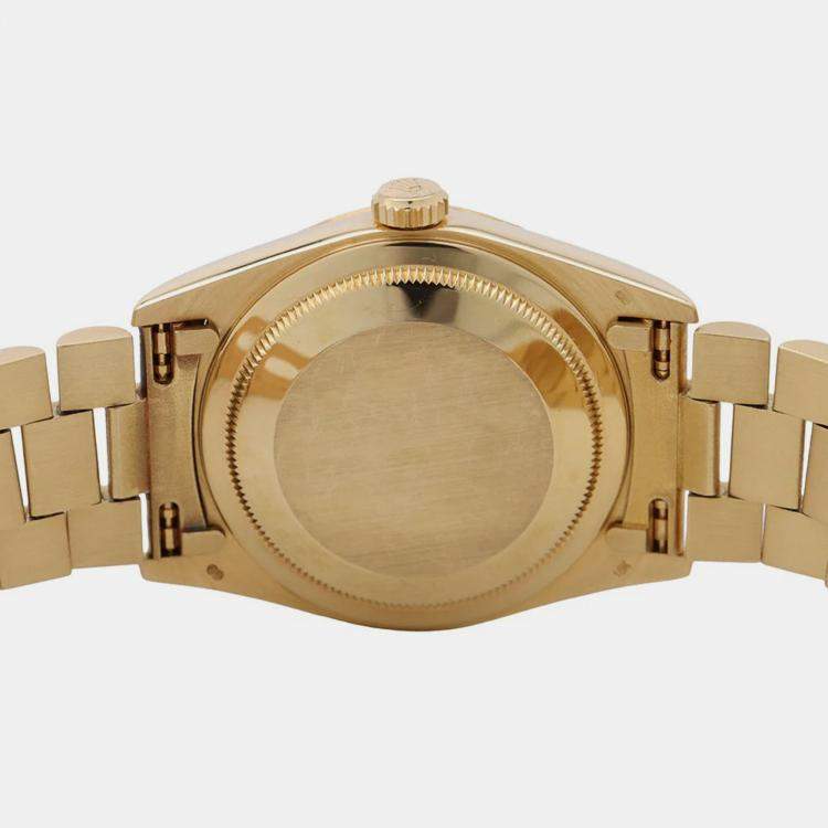 Pre Owned Rolex Day-Date 18248 Automatic Champagne 18k Yellow Gold Men's Wristwatch 36 mm