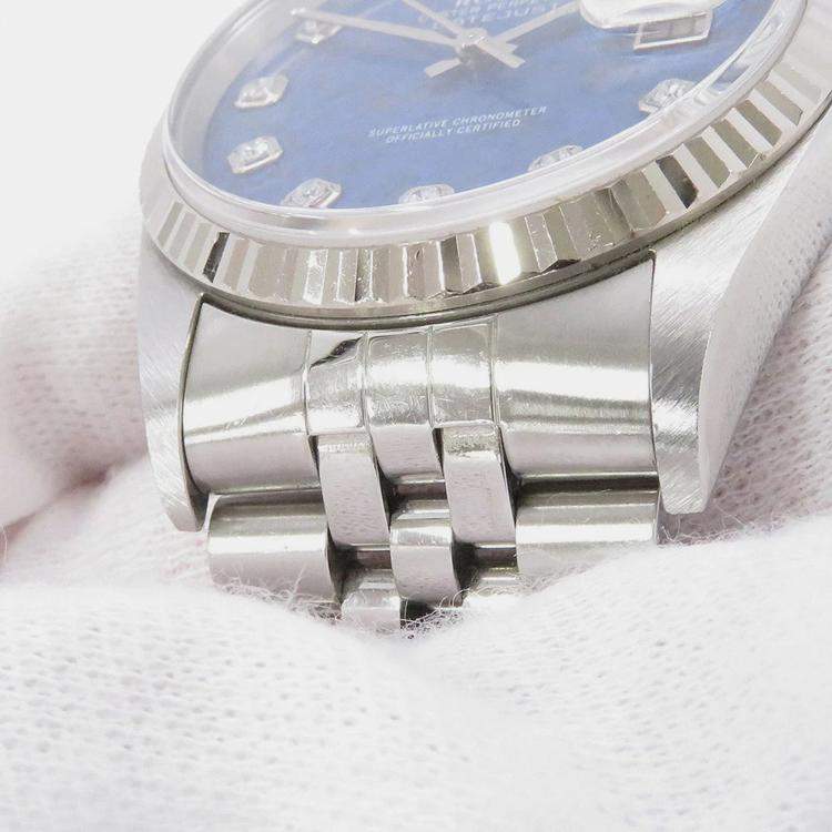 Pre Owned Rolex Datejust 16234G Automatic Sodalite 18k White Gold Stainless Steel Men's Wristwatch 36 mm
