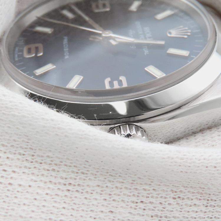 Pre Owned Rolex Air-King 14000M Automatic Blue Stainless Steel Men's Wristwatch 34 mm