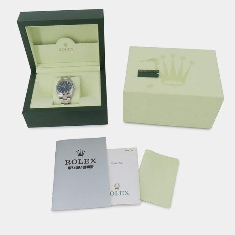 Pre Owned Rolex Air-King 14000M Automatic Blue Stainless Steel Men's Wristwatch 34 mm