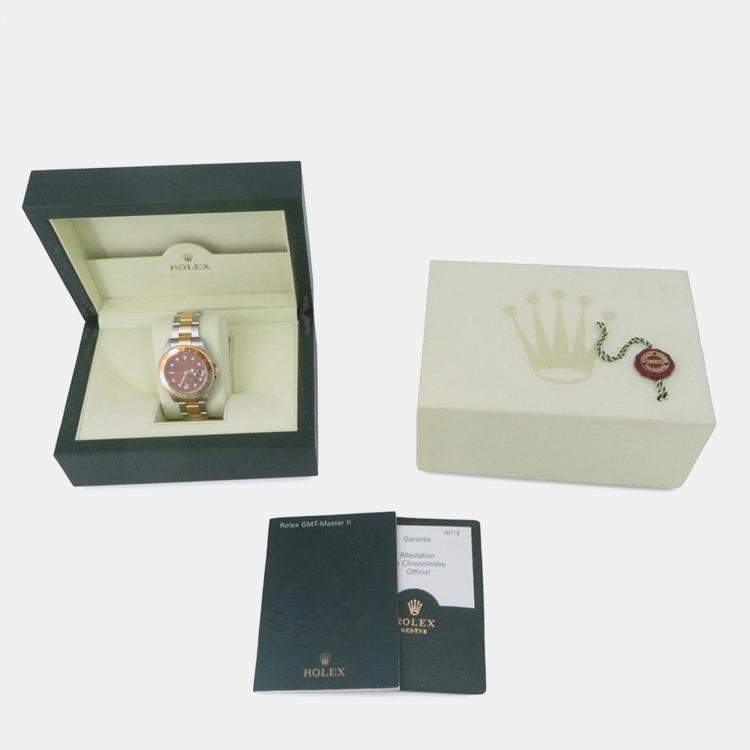 مملوكة مسبقًا Rolex GMT-Master II 16713 Automatic Brown 18k Yellow Gold Stainless Steel Men's Wristwatch 40 mm