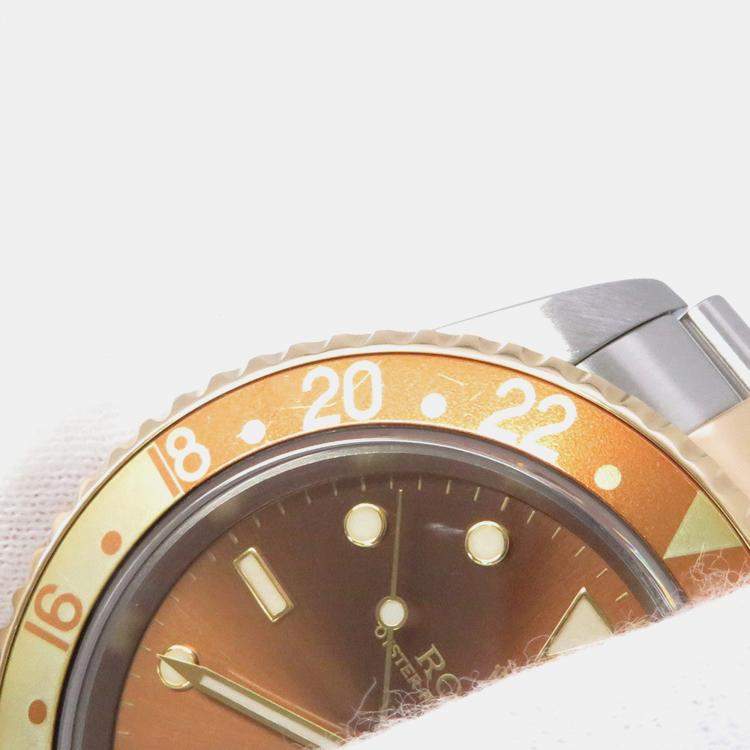 مملوكة مسبقًا Rolex GMT-Master II 16713 Automatic Brown 18k Yellow Gold Stainless Steel Men's Wristwatch 40 mm