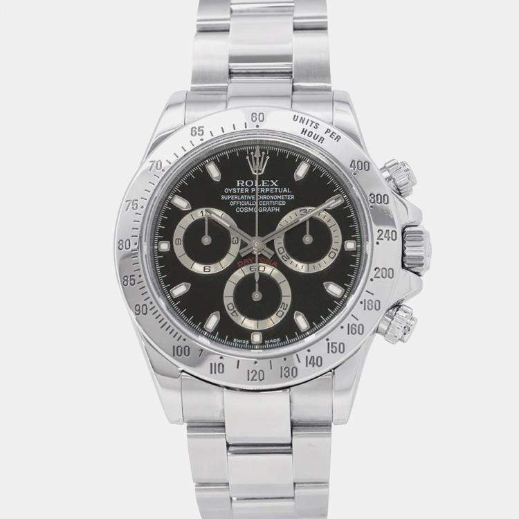Pre Owned Rolex Cosmograph Daytona 116520 Automatic Black Stainless Steel Men's Wristwatch 40 mm