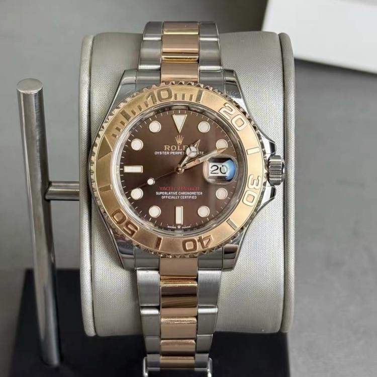 مملوكة مسبقًا Rolex Yacht-Master 126621 Automatic Brown 18k Rose Gold Stainless Steel Men's Wristwatch 40 mm