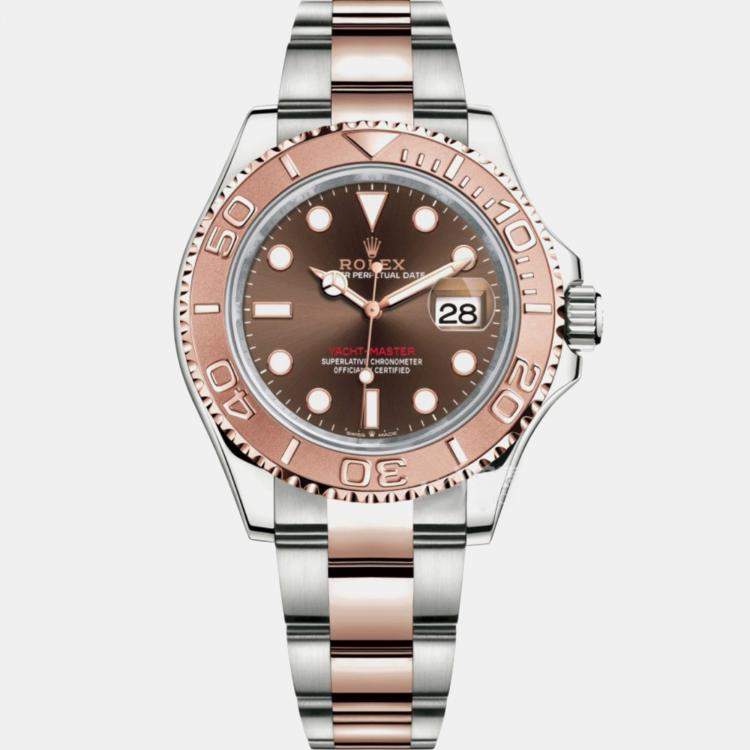 مملوكة مسبقًا Rolex Yacht-Master 126621 Automatic Brown 18k Rose Gold Stainless Steel Men's Wristwatch 40 mm