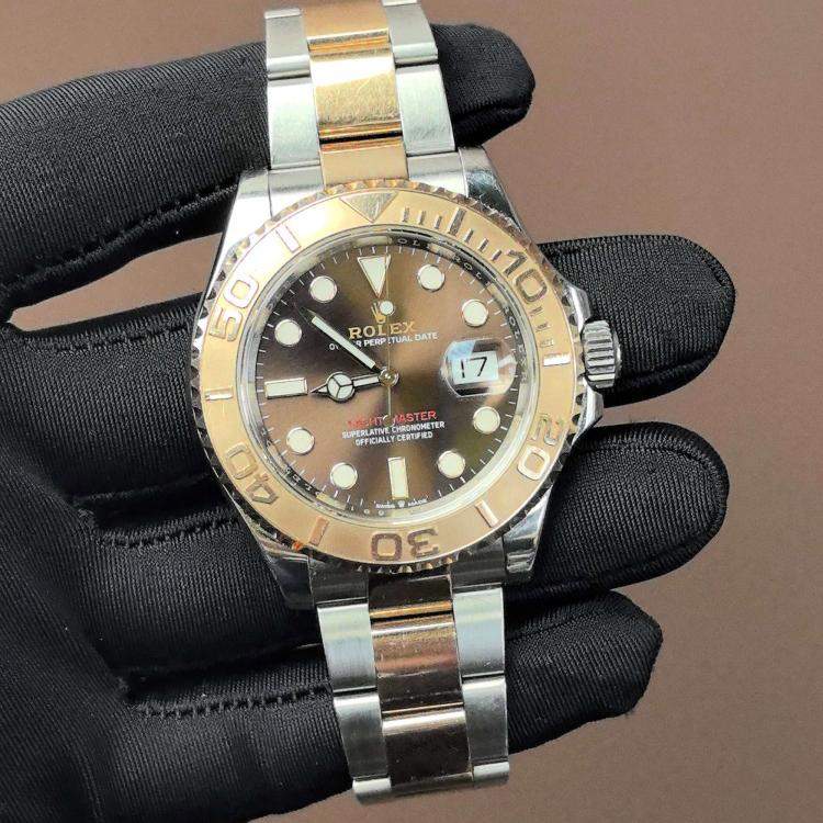 مملوكة مسبقًا Rolex Yacht-Master 126621 Automatic Brown 18k Rose Gold Stainless Steel Men's Wristwatch 40 mm