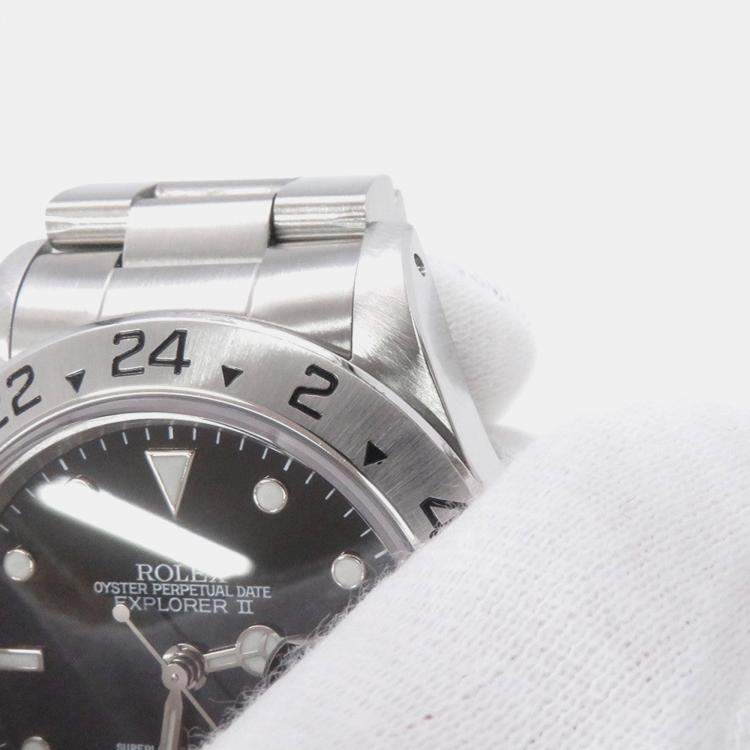 Pre Owned Rolex Explorer II 16570 Automatic Black Stainless Steel Men's Wristwatch 40 mm