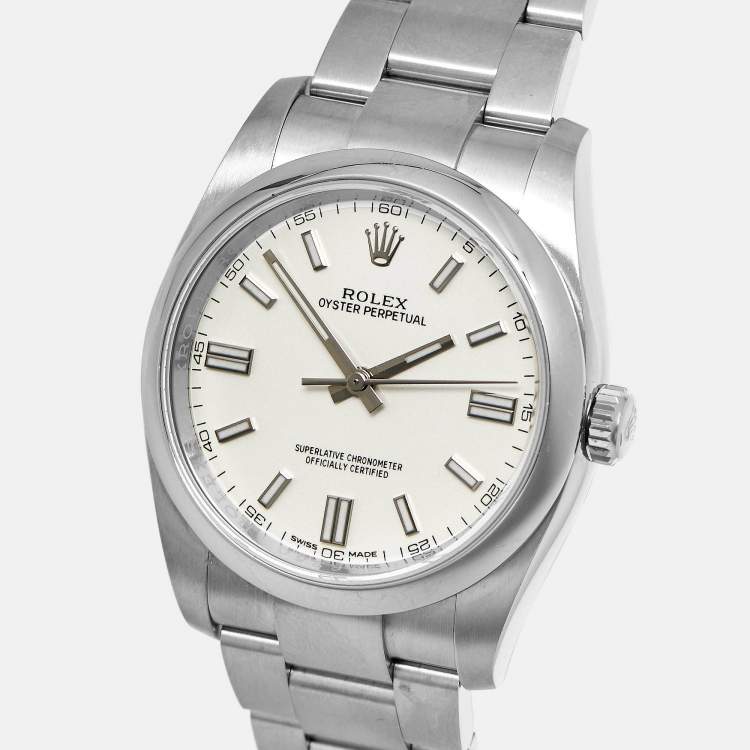 Pre Owned Rolex Oyster Perpetual 116000 Silver Dial Oystersteel Men's Wristwatch 36 mm