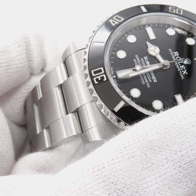 Pre Owned Rolex Submariner 124060 Automatic Black Stainless Steel Men's Wristwatch 41 mm