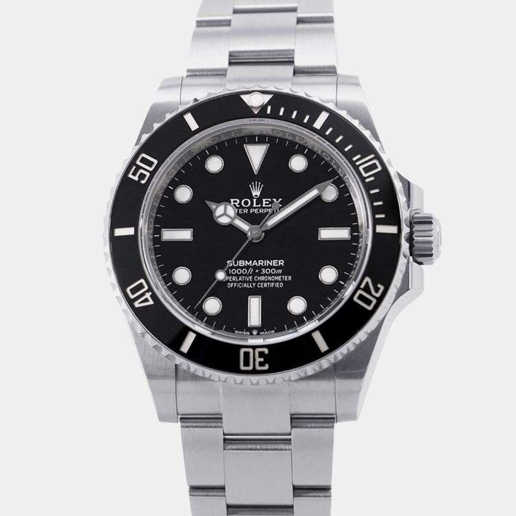 Pre Owned Rolex Submariner 124060 Automatic Black Stainless Steel Men's Wristwatch 41 mm