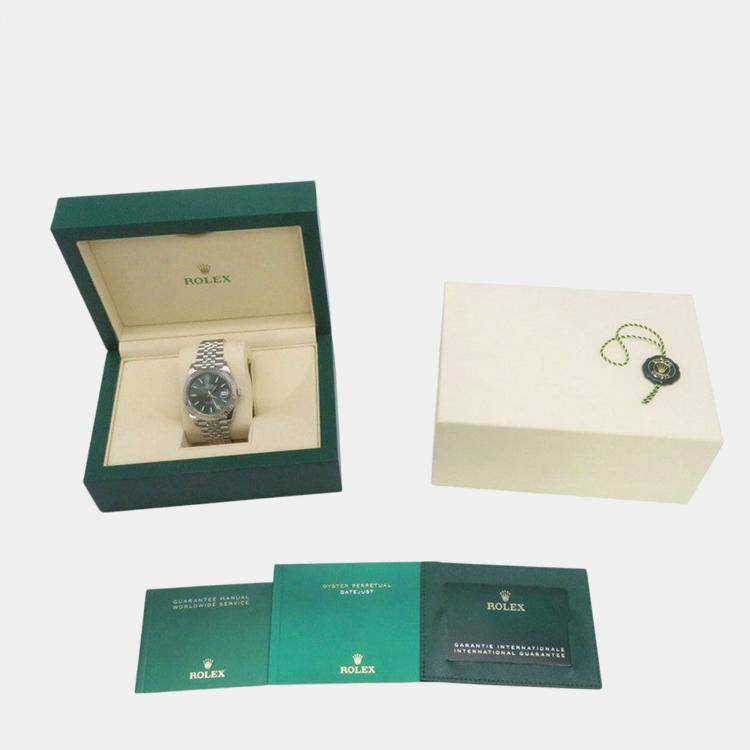 Pre Owned Rolex Datejust 126334 Automatic Green 18k White Gold Stainless Steel Men's Wristwatch 41 mm