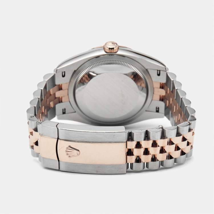 Pre Owned Rolex Datejust M1263231-0019 Black Dial 18K Everose Gold Oystersteel Diamond Men's Wristwatch 36 mm