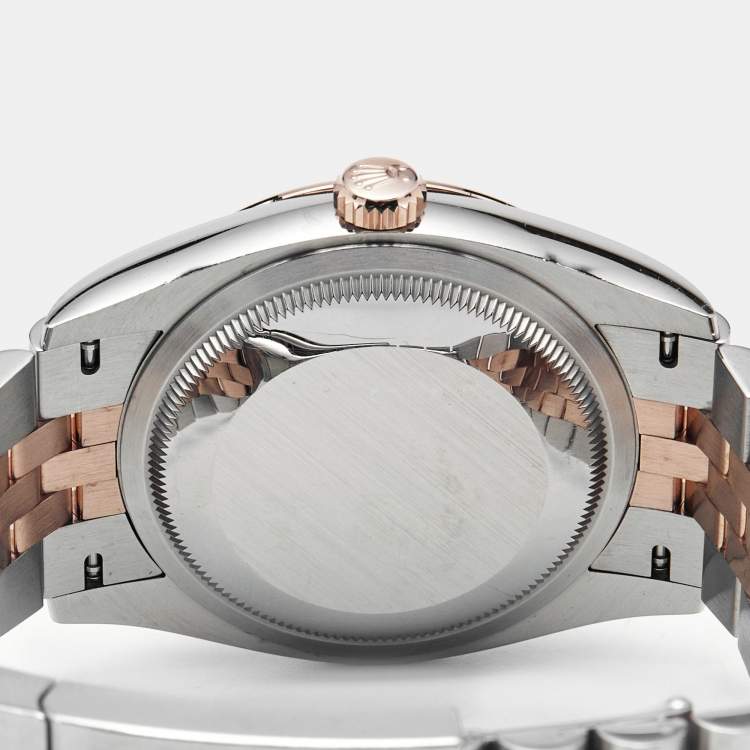 Pre Owned Rolex Datejust M1263231-0019 Black Dial 18K Everose Gold Oystersteel Diamond Men's Wristwatch 36 mm