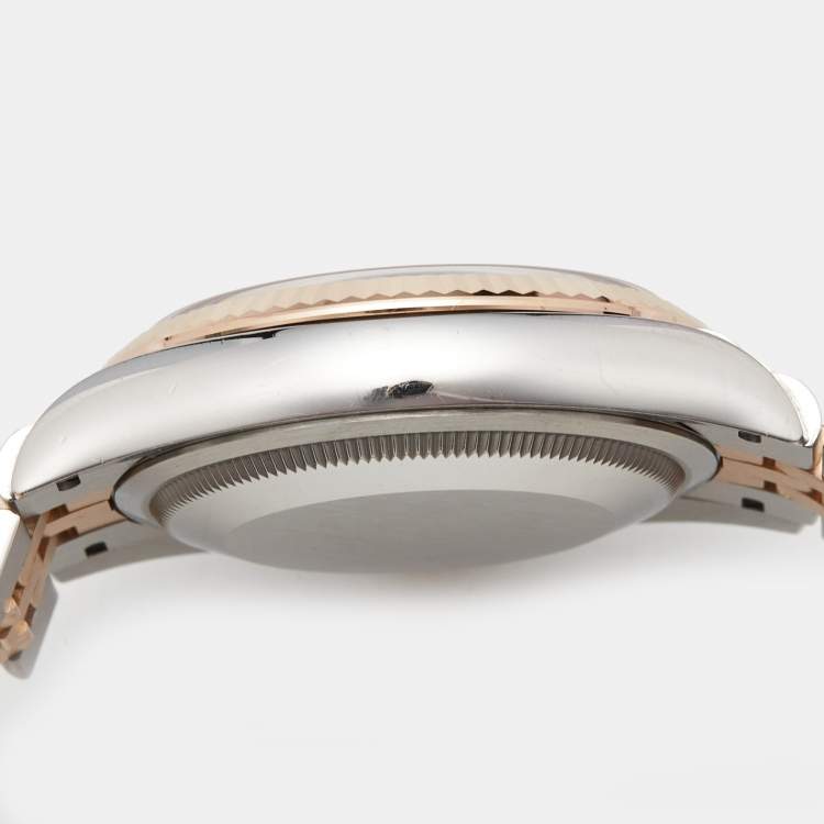 Pre Owned Rolex Datejust M1263231-0019 Black Dial 18K Everose Gold Oystersteel Diamond Men's Wristwatch 36 mm