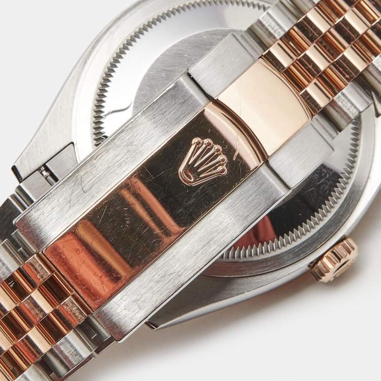 Pre Owned Rolex Datejust M1263231-0019 Black Dial 18K Everose Gold Oystersteel Diamond Men's Wristwatch 36 mm