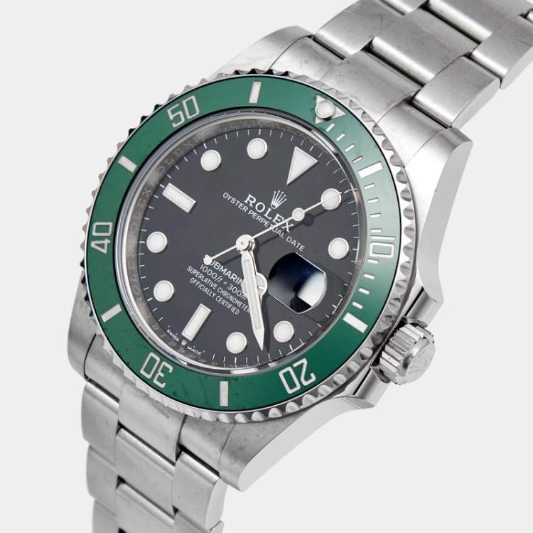 Pre Owned Rolex Submariner 'Starbucks' M126610LV-0002 Green Black Dial Cerachrom Oystersteel Men's Wristwatch 41 mm