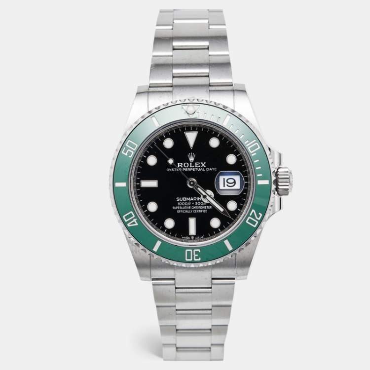 Pre Owned Rolex Submariner 'Starbucks' M126610LV-0002 Green Black Dial Cerachrom Oystersteel Men's Wristwatch 41 mm