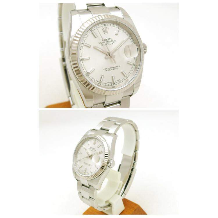 Pre Owned Rolex White 18K White Gold and Stainless Steel Datejust Men's Wristwatch 36MM