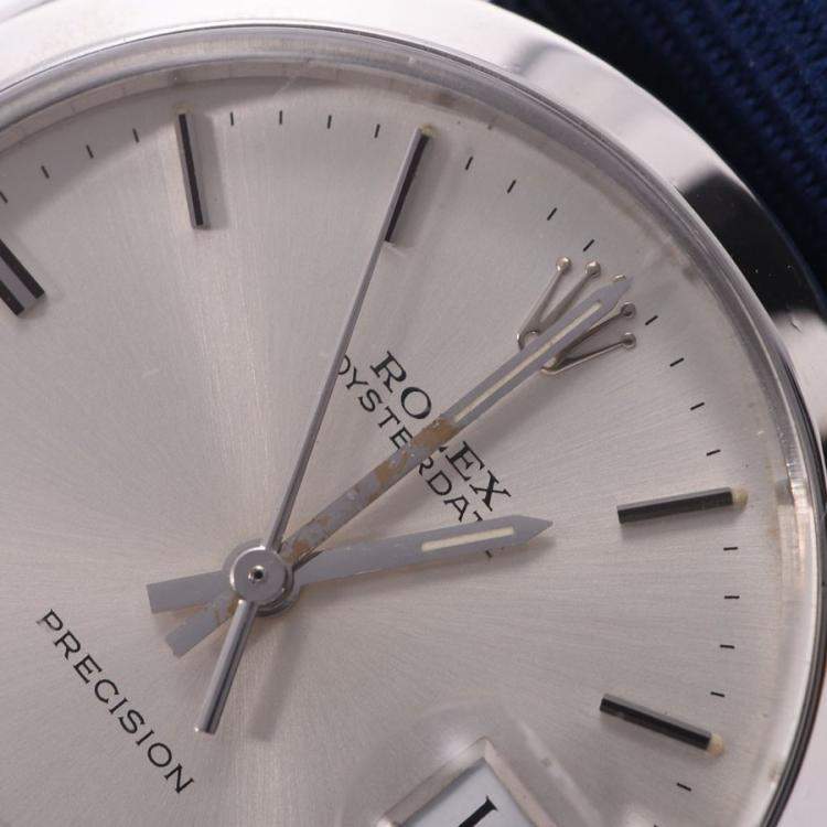 مملوكة مسبقًا Rolex Silver Stainless Steel Oyster Date 6694 Men's Wristwatch 35 MM