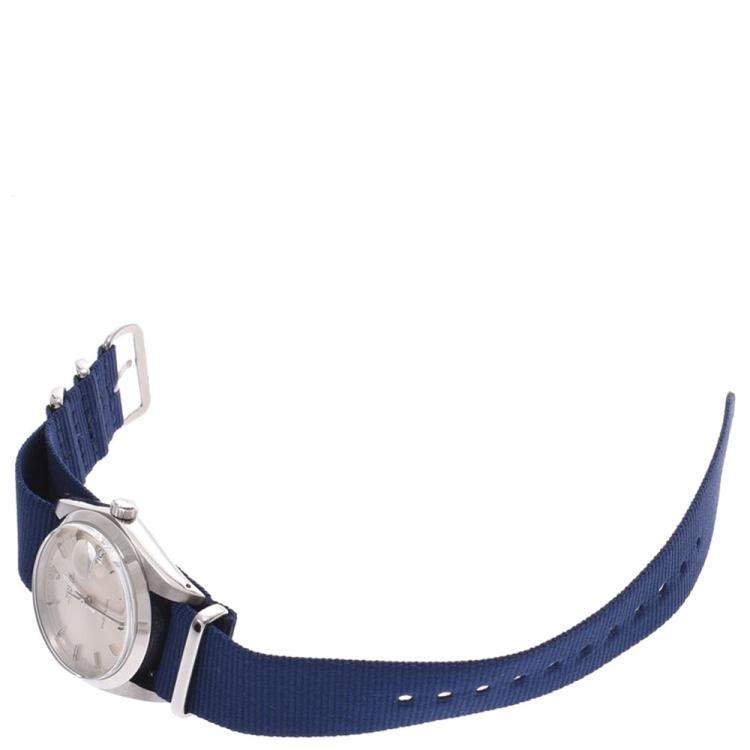 مملوكة مسبقًا Rolex Silver Stainless Steel Oyster Date 6694 Men's Wristwatch 35 MM