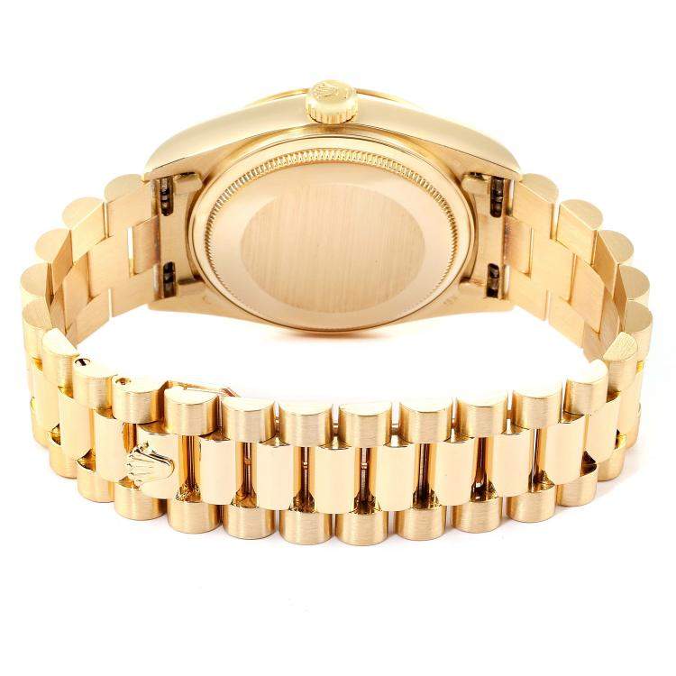 Pre Owned Rolex Blue Diamonds 18K Yellow Gold President Day-Date 18038 Men's Wristwatch 36 MM