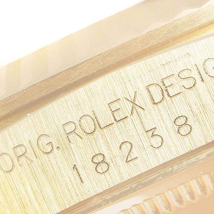Pre Owned Rolex Champagne Blue Sapphire Diamonds 18K Yellow Gold President Day-Date 18238 Men's Wristwatch 36 MM