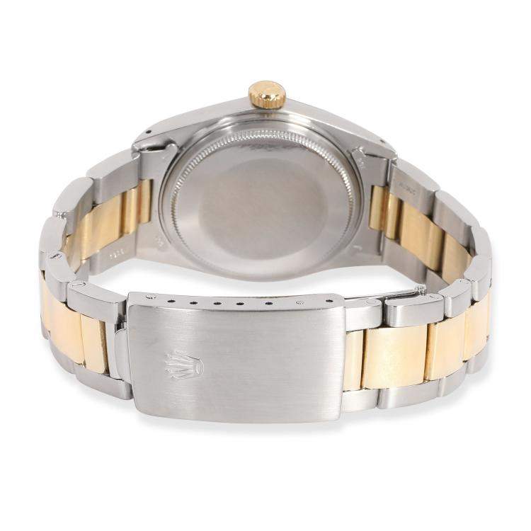 Pre Owned Rolex Black Diamonds 18K Yellow Gold And Stainless Steel Datejust 16013 Men's Wristwatch 36 MM
