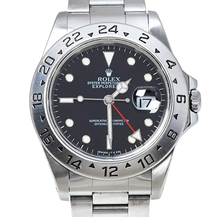 مملوكة مسبقًا Rolex Black Stainless Steel Explorer II 16570 Men's Wristwatch 40 MM