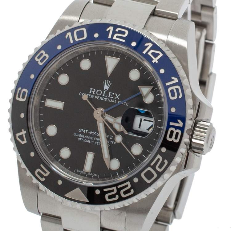 مملوكة مسبقًا Rolex Black Oystersteel GMT Master II "Batman" 126710 Men's Wristwatch 40 MM