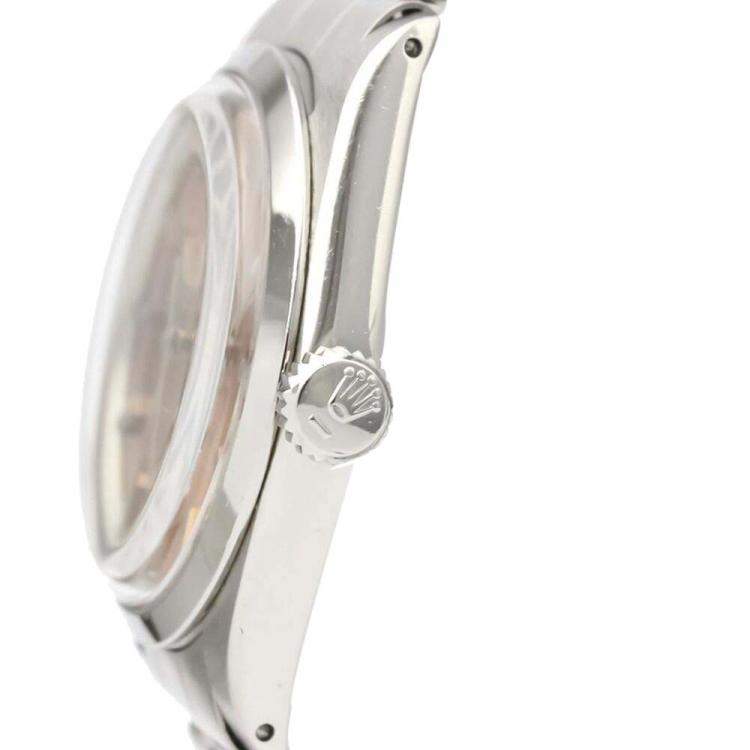 Pre Owned Rolex Orange Stainless Steel Oyster Precision Mechanical 6426 Men's Wristwatch 35 MM