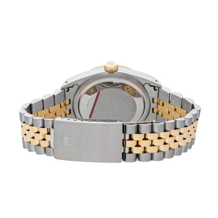 مملوكة مسبقًا Rolex Black 18K Yellow Gold And Stainless Steel Datejust 16233 Men's Wristwatch 36 MM