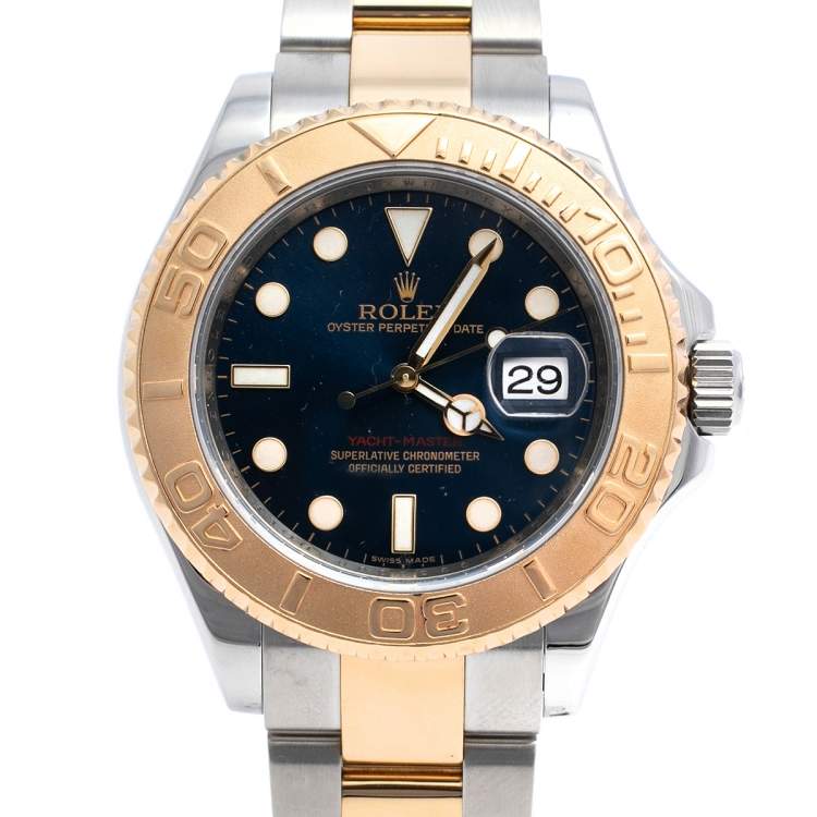 Pre Owned Rolex Blue 18K Yellow Gold & Stainless Steel Yacht-Master 16623 Automatic Men's Wristwatch 40 mm