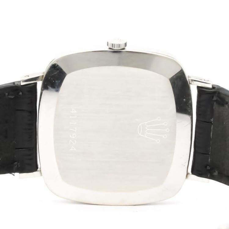 Pre Owned Rolex Blue 18K White Gold Vintage Cellini 4084 Men's Wristwatch 30 MM