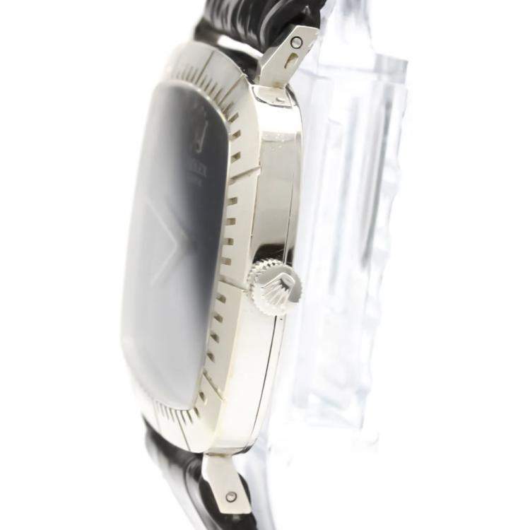Pre Owned Rolex Blue 18K White Gold Vintage Cellini 4084 Men's Wristwatch 30 MM
