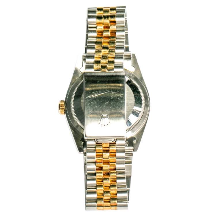 Pre Owned Rolex Champagne 18K Yellow Gold & Stainless Steel Diamond Datejust 16233 Men's Wristwatch 36 mm