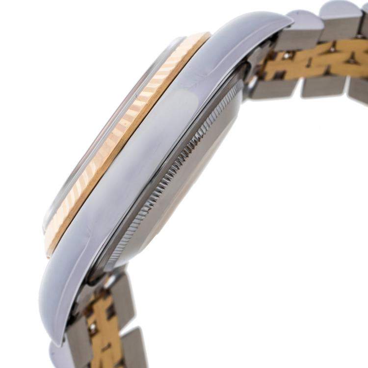 Pre Owned Rolex Champagne 18K Yellow Gold & Stainless Steel Diamonds Datejust 16233 Automatic Men's Wristwatch 36 mm