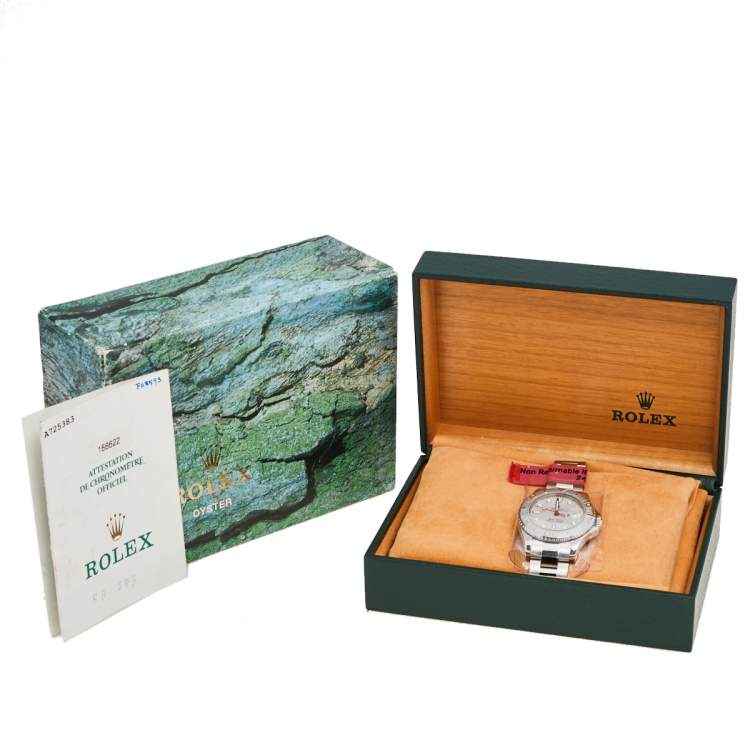 Pre Owned Rolex Platinum Stainless Steel Yacht-Master 168622 Men's Wristwatch 35 mm 