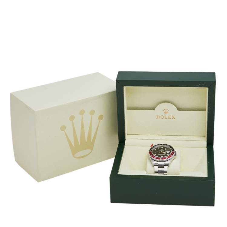 Pre Owned Rolex Black Stainless Steel Coke Edition GMT-Master II 16710 Men's Wristwatch 40 mm