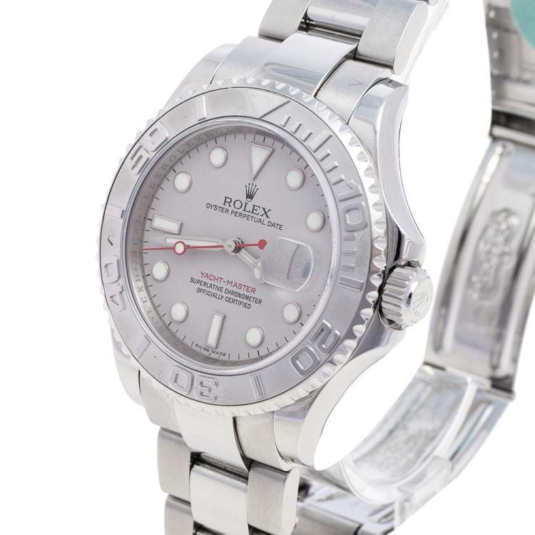 Pre Owned Rolex Platinum Stainless Steel Yacht-Master R16622290B7876 Men's Wristwatch 40 mm