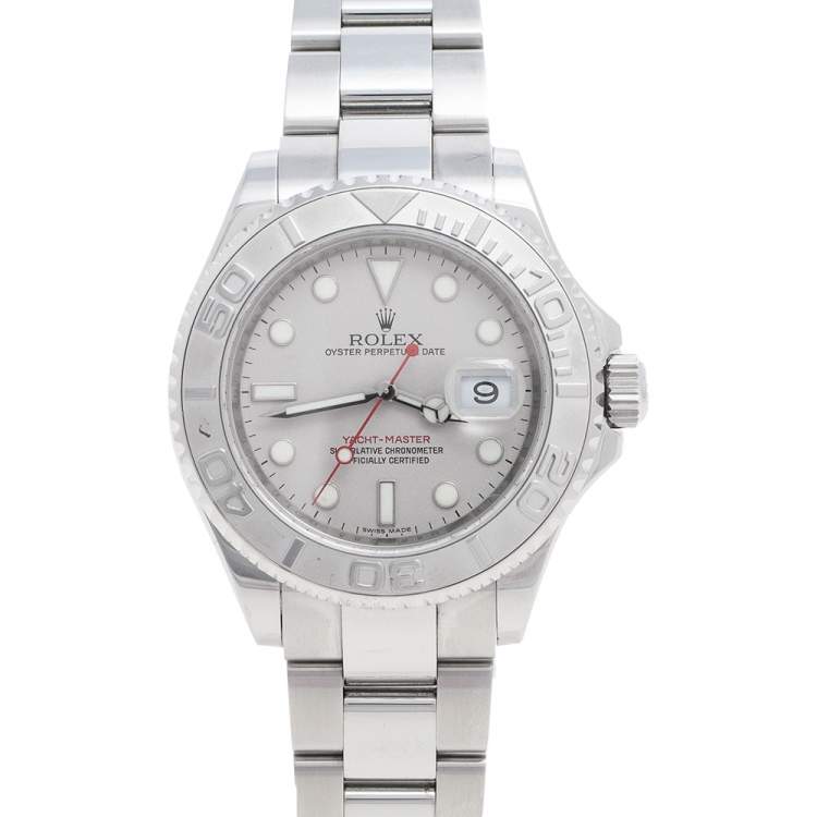 Pre Owned Rolex Platinum Stainless Steel Yacht-Master R16622290B7876 Men's Wristwatch 40 mm