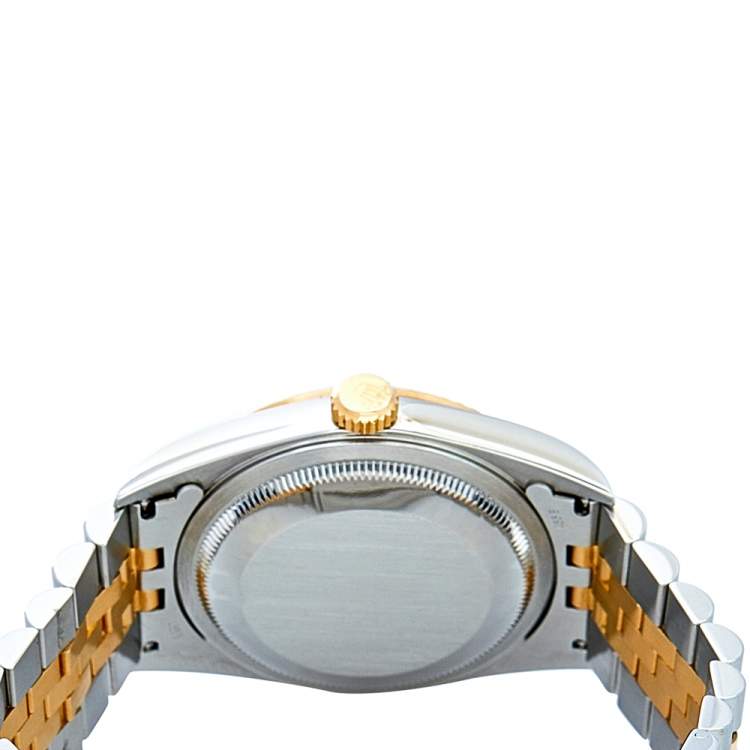 Pre Owned Rolex Champagne Diamonds 18K Yellow Gold And Stainless Steel Datejust 16233 Men's Wristwatch 36 mm