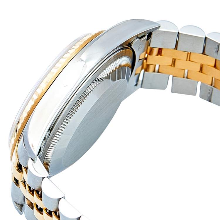 Pre Owned Rolex Champagne Diamonds 18K Yellow Gold And Stainless Steel Datejust 16233 Men's Wristwatch 36 mm