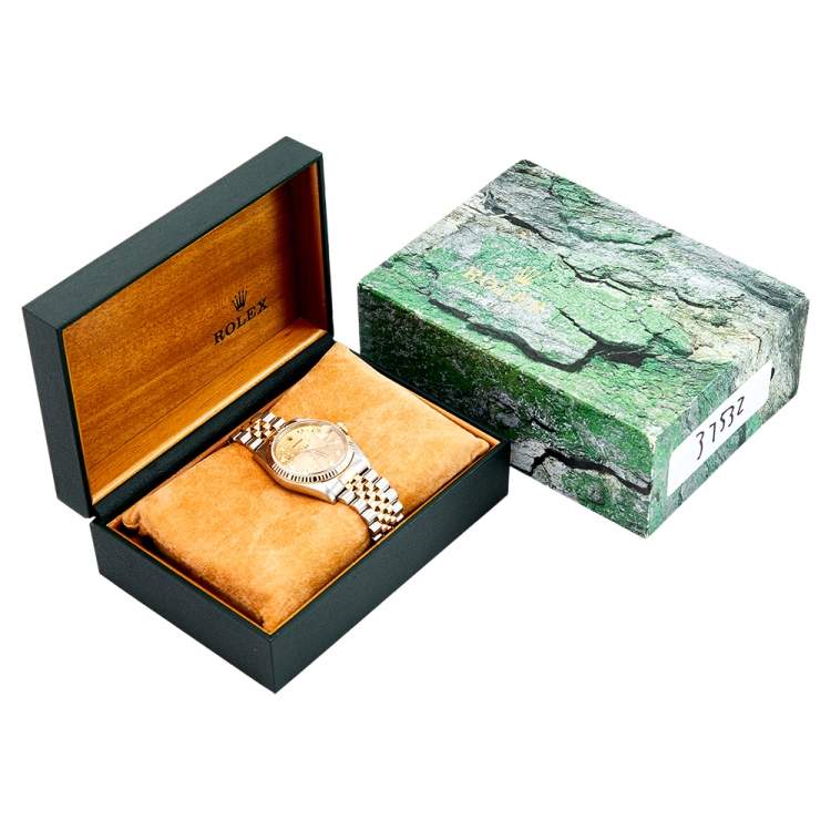 Pre Owned Rolex Champagne Diamonds 18K Yellow Gold And Stainless Steel Datejust 16233 Men's Wristwatch 36 mm