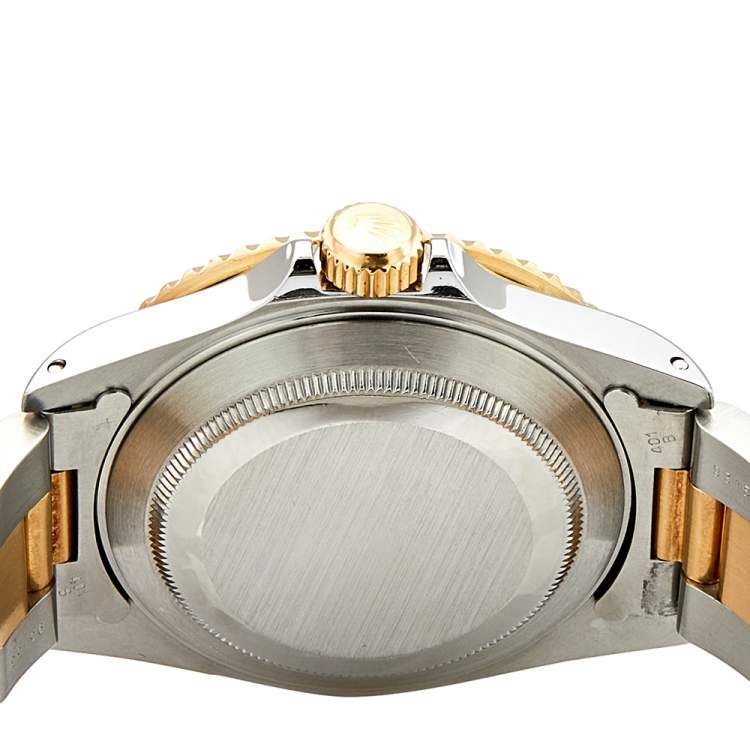 Pre Owned Rolex Black 18K Yellow Gold And Stainless Steel Submariner 16613 Men's Wristwatch 40 mm
